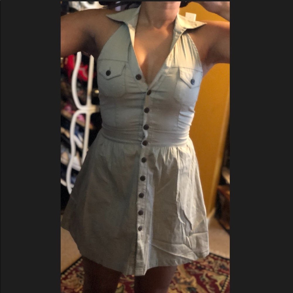 Button down/collar halter dress